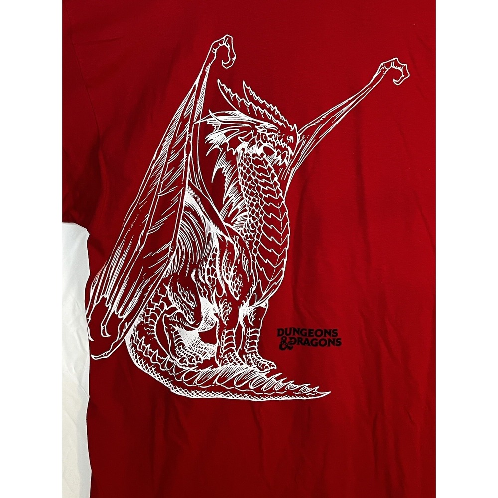 Dungeons and Dragons Short Sleeve‎ T-Shirt Mens Red White Dragon Graphic 3XL